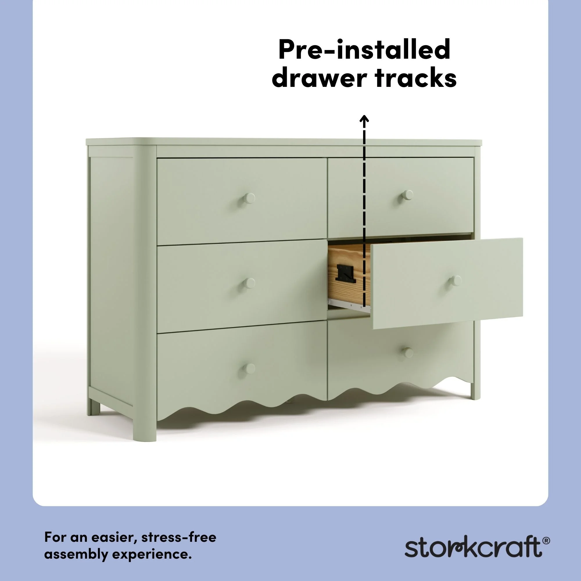 Storkcraft Casablanca 6 Drawer Nursery Dresser, Sage - Image 6