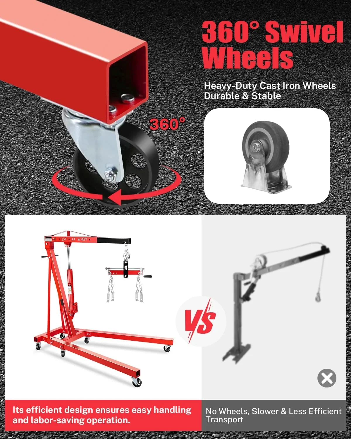 Garvee 2 Ton Hydraulic Folding Shop Crane Engine Hoist With Lever - Image 6 Garvee 2 Ton Hydraulic Folding Shop Crane Engine Hoist With Lever - Image 6