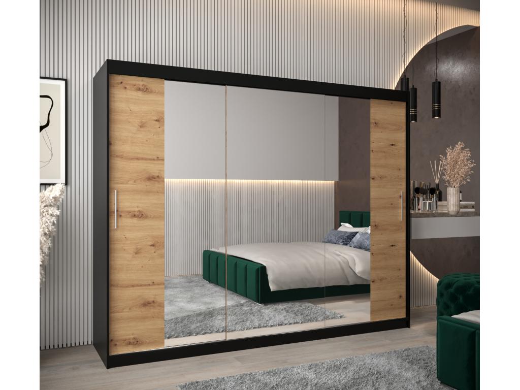 Armario Nestliq 2 de puertas correderas 200/250/62 3 puertas negro/artisan