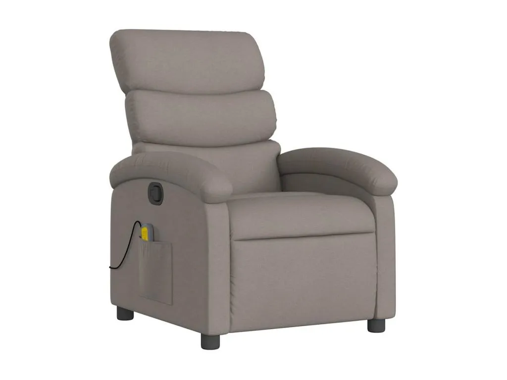 Sillón de masaje reclinable de tela gris taupé