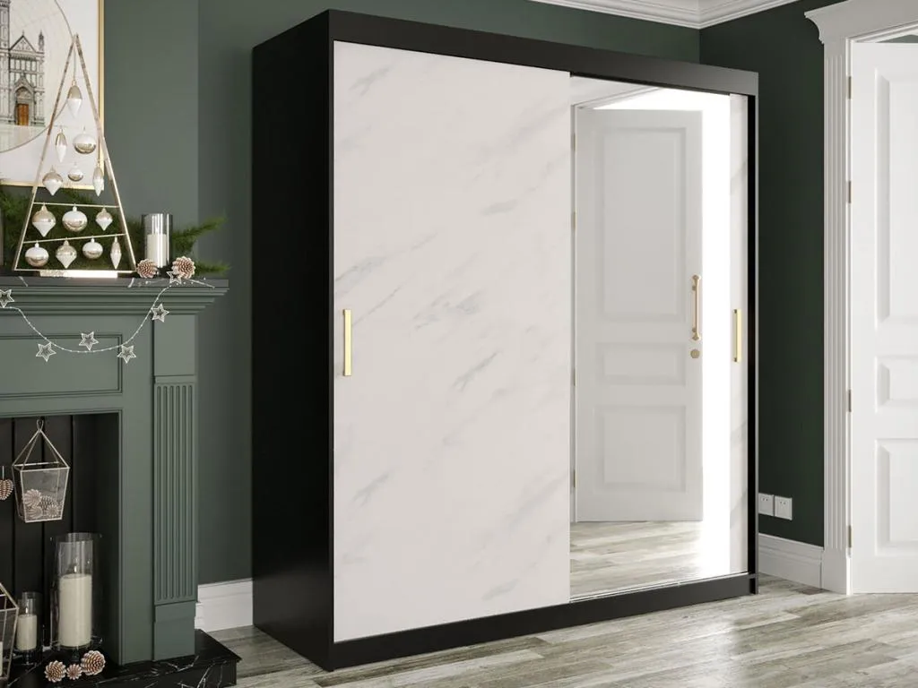 Armario Decoesp 261 Mármol blanco | Negro mate 200x180x62cm Número de estantes - 7.00 GILL98837