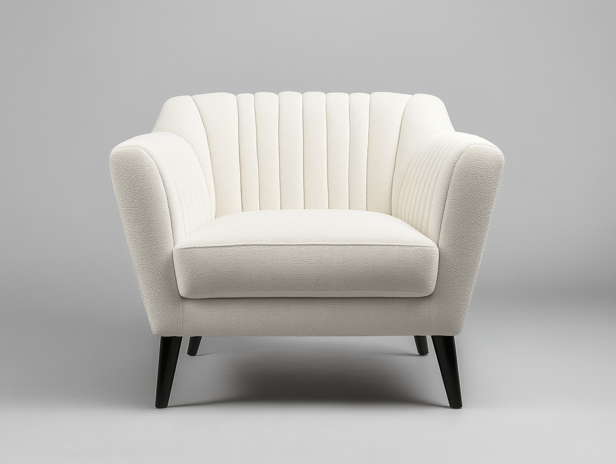 Sillón amplio blanco con patas negras 85x80x80cm