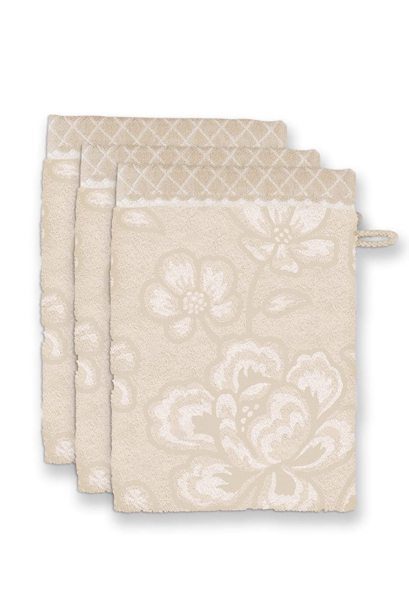 Washcloth Set/3 Jasmin Jacquard Sand 16x22cm