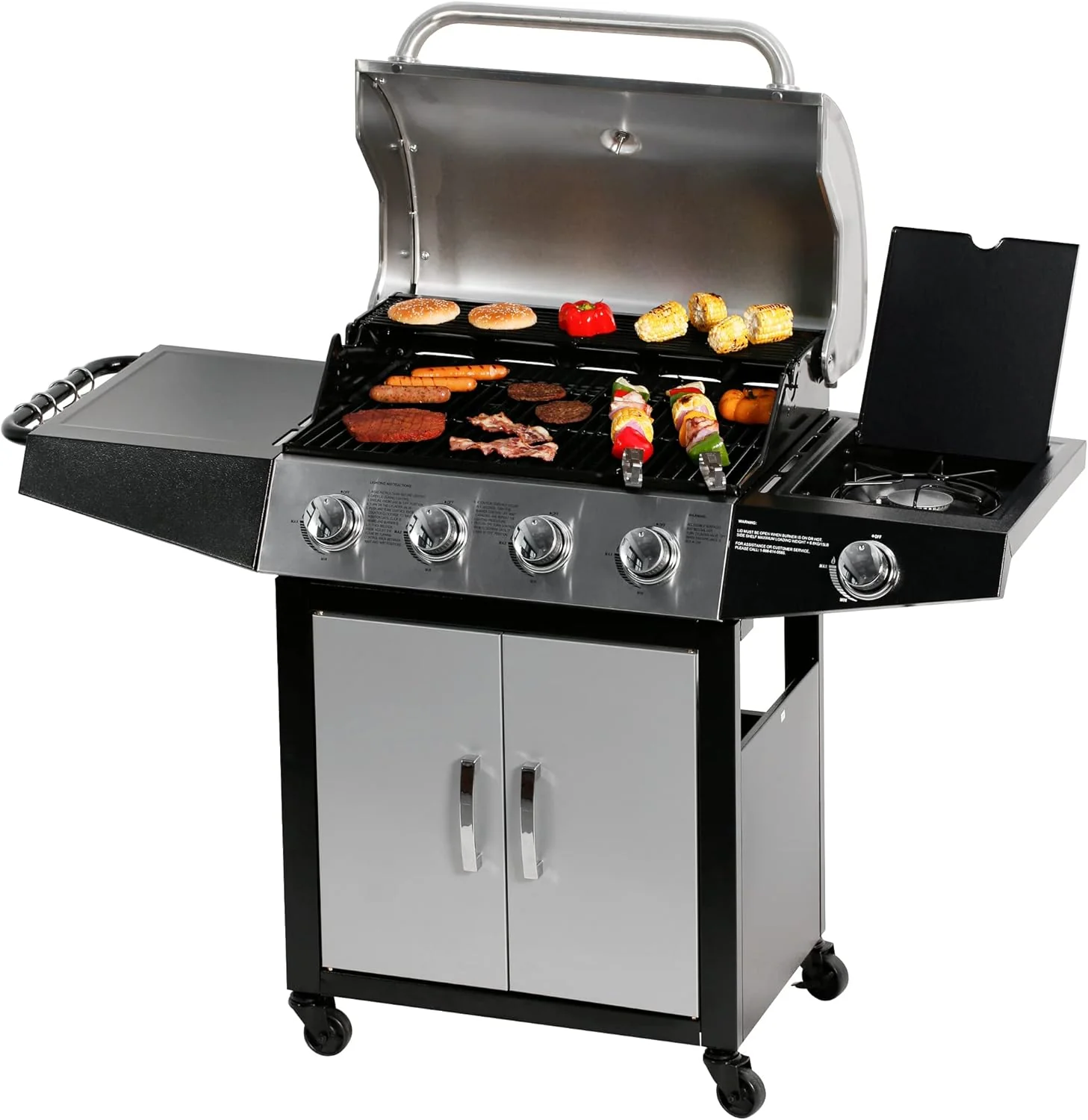MASTER COOK 3 Burner BBQ Propane Gas Grill 472 Sq. In. Cooking Area 30,000 BTU Stainless Steel