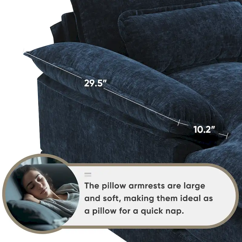123*55 Contemporary U-Shaped Sofa with Console, Cup Holders, USB Ports, Upholstered Sleeper Couch Set with Chaise