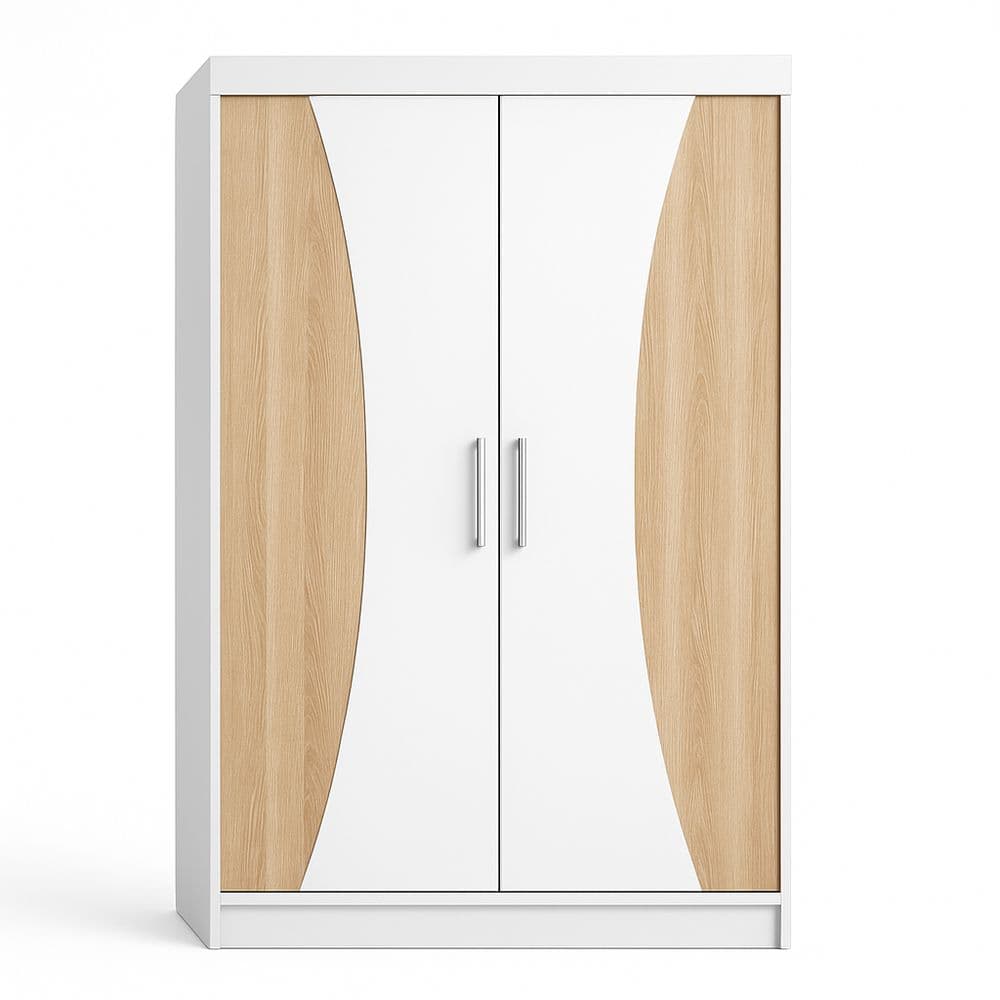 Armario de 2 Puertas Melamina Blanco Roble 180x95x50cm