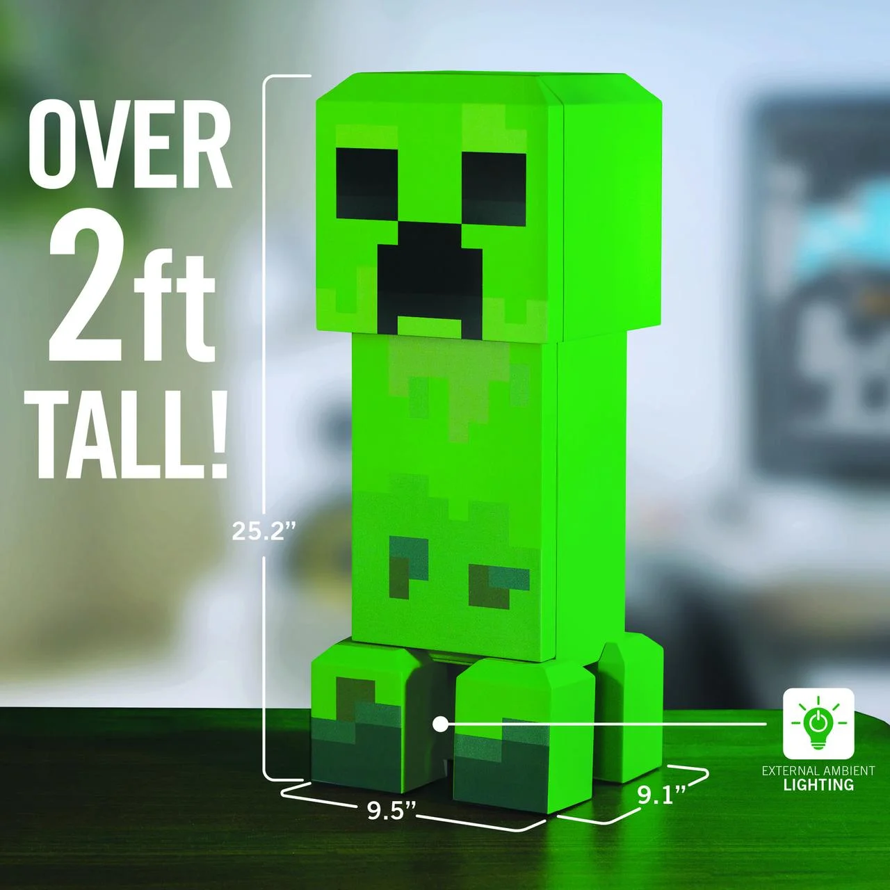 Minecraft Creeper Mini Fridge 2 Door, 8L, Green, 25.2" H 9.5" W 9.1" D - Image 9