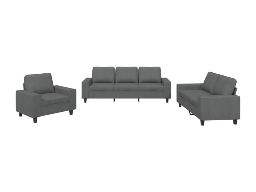 Juego de sofás 3 piezas tela gris oscuro cheh64325