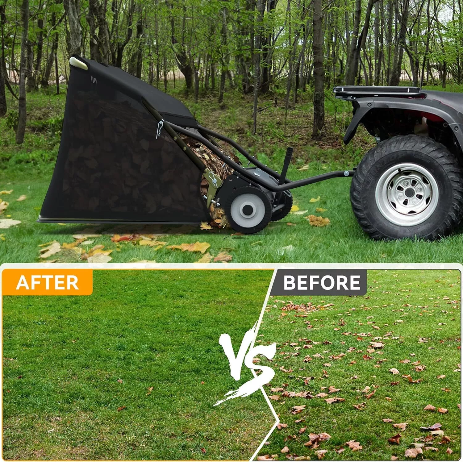 Dextrus 42 in Tow Behind Lawn Sweeper Leaf Collector for Garden Grass Lawn 12 Cu ft Capacity Tractor assembly - Image 13