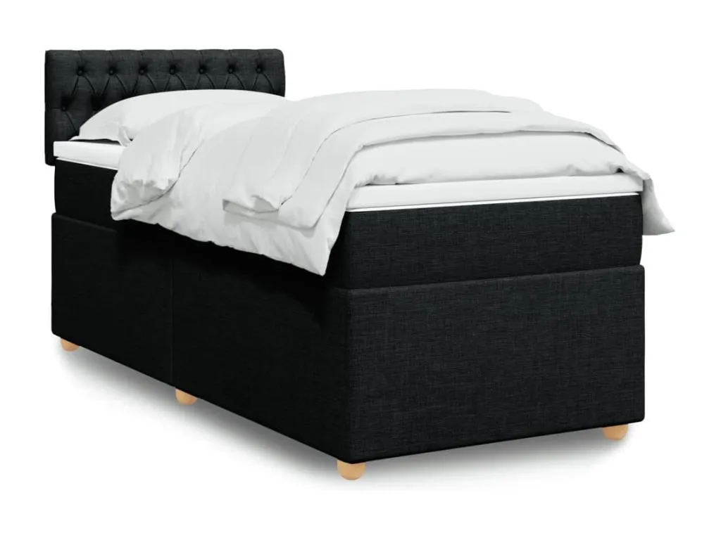 Cama box spring con colchón tela negro 100x200 cm rgh3522015