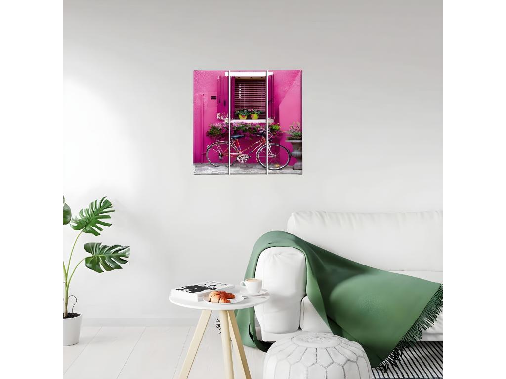 Impresión sobre Lienzo Bicicleta y Ventana, Multicolor, 69x3x50 cm, Lujodec