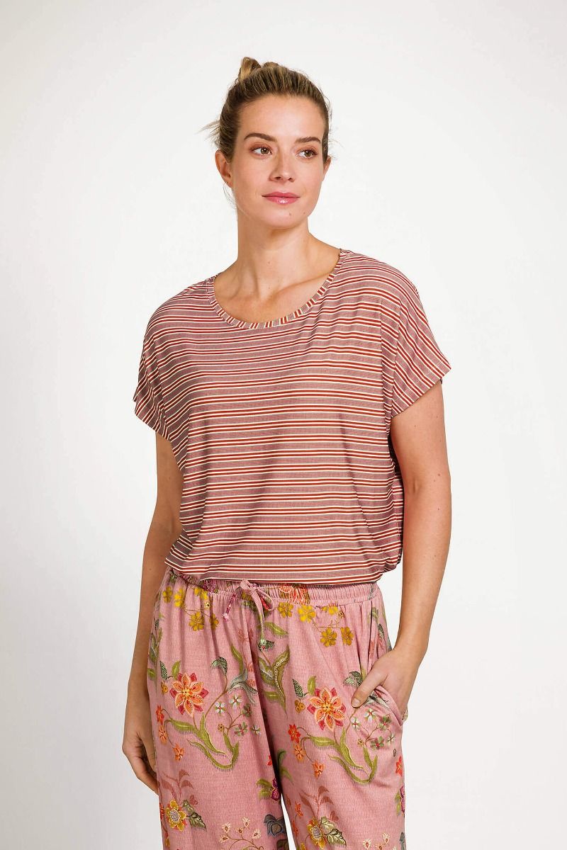 Tatum Short Sleeve Top Kente Stripe Pink