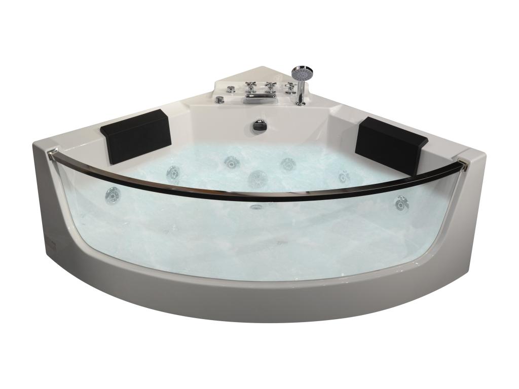Bañera rinconera de hidromasaje acristalada - 2 plazas - 330 L - 138 x 138 x Alt. 59 cm - EVELINA