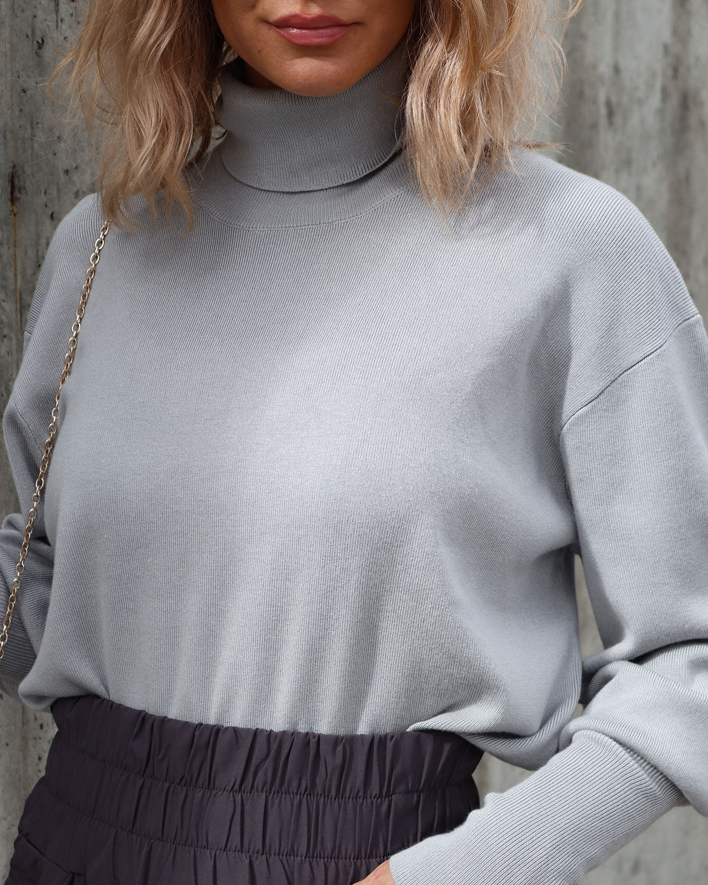 Mountain Lover Turtleneck Knit Pullover Sweater - Light Grey - Se7enfashion