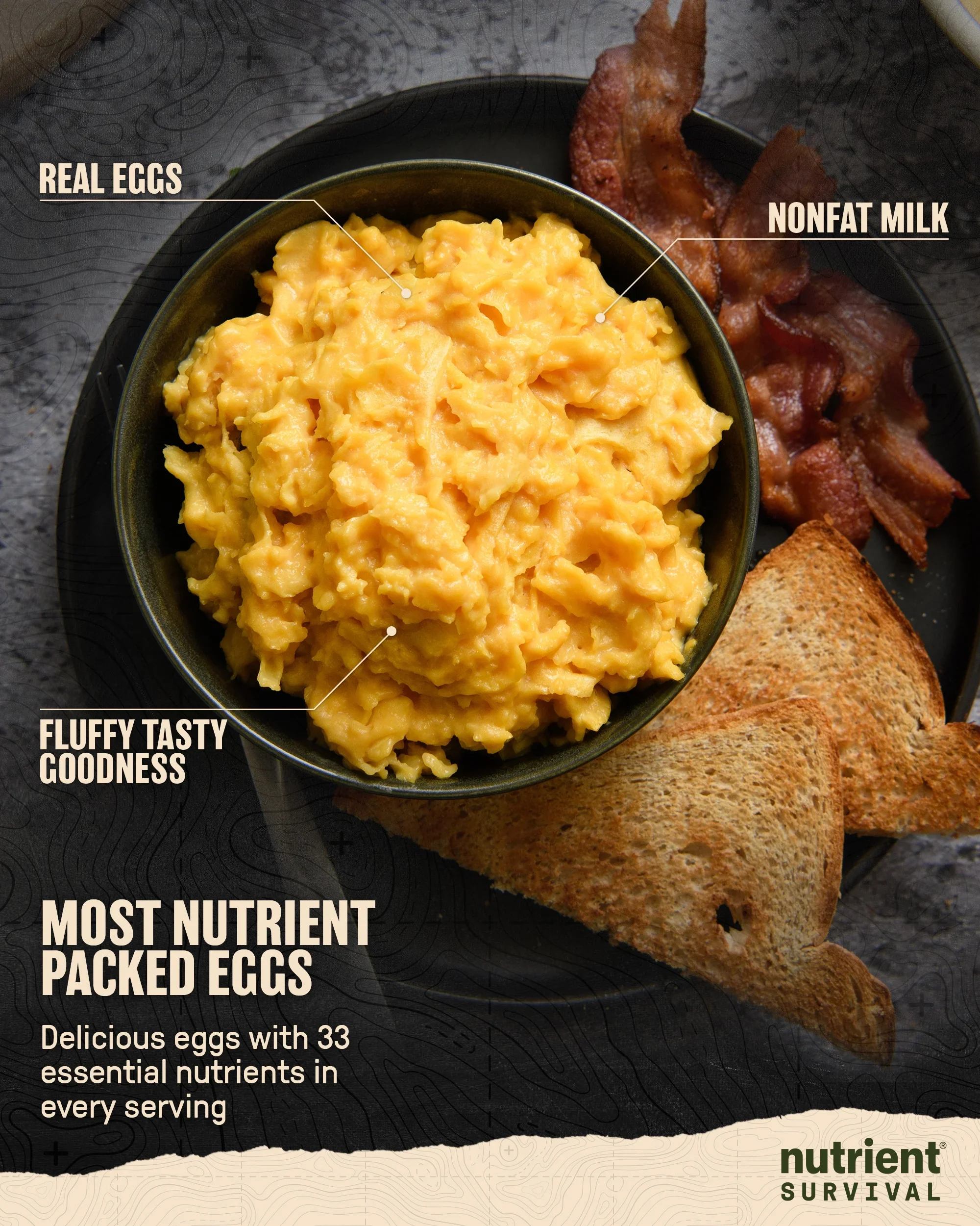 70 Egg Equivalent Nutrient Survival Vitamin Powdered Eggs Blend, Freeze Dried Prepper Supplies & Emergency Food Supply, 33 Essential Nutrients, Gluten Free, Shelf Stable Up to 25 Years