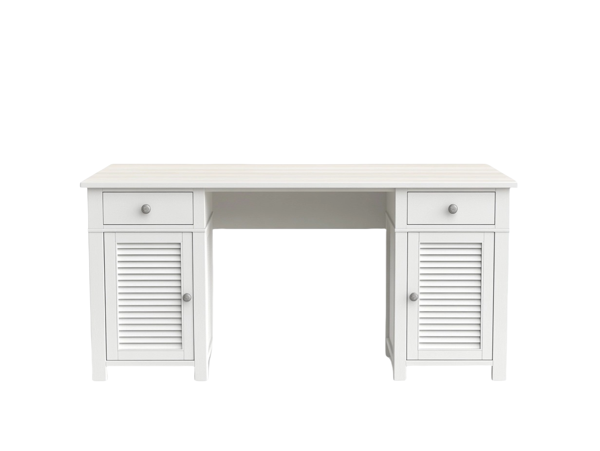 Escritorio blanco de madera con almacenamiento de dos cajones y armario para oficina en casa dg2399748