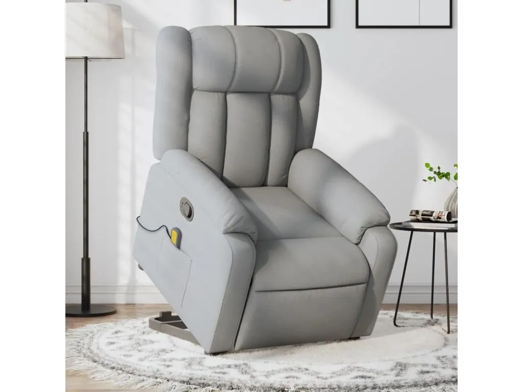 Sillón de masaje reclinable de pie de tela gris claro yze3605014