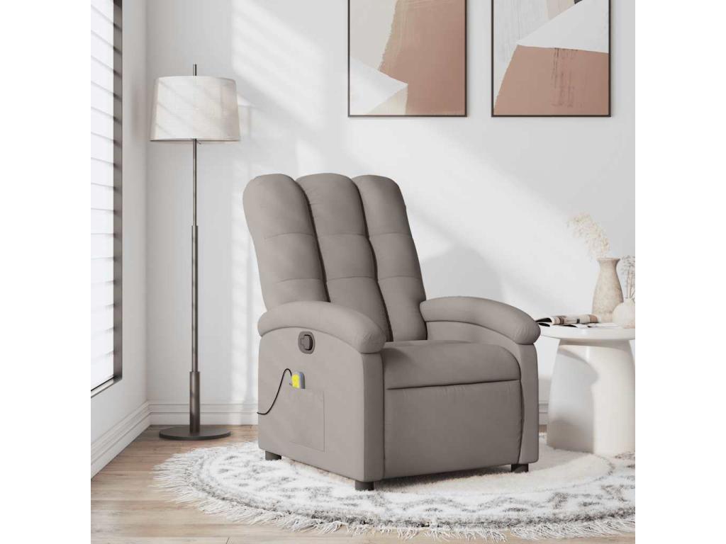 Sillón de masaje reclinable de tela gris taupé