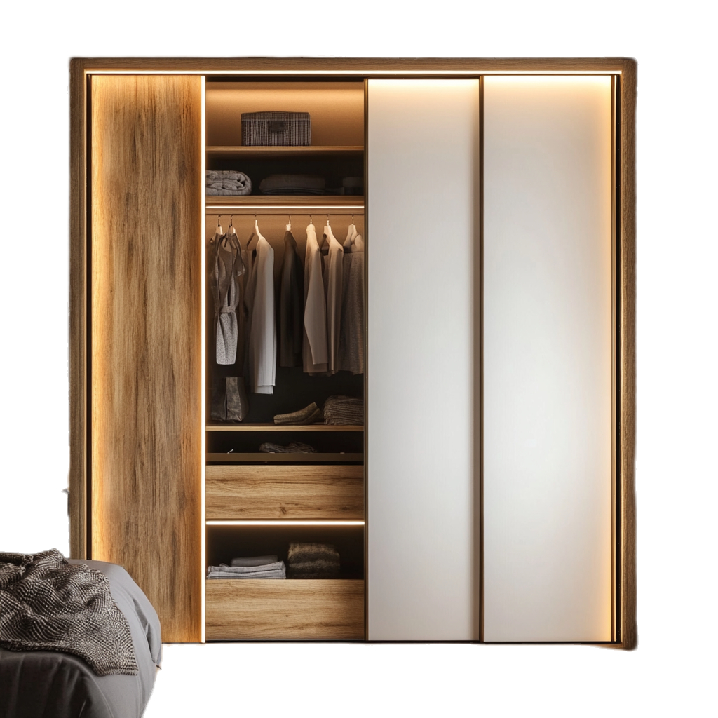 Armario ropero de 3 puertas correderas con iluminación LED, ideal para dormitorio o vestidor MO2189400