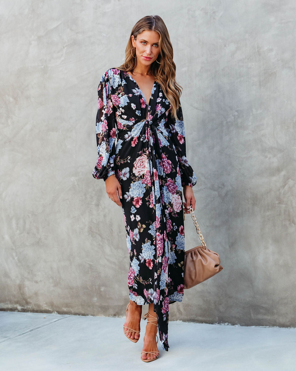 Holley Floral Twist Front Maxi Dress - Se7enfashion