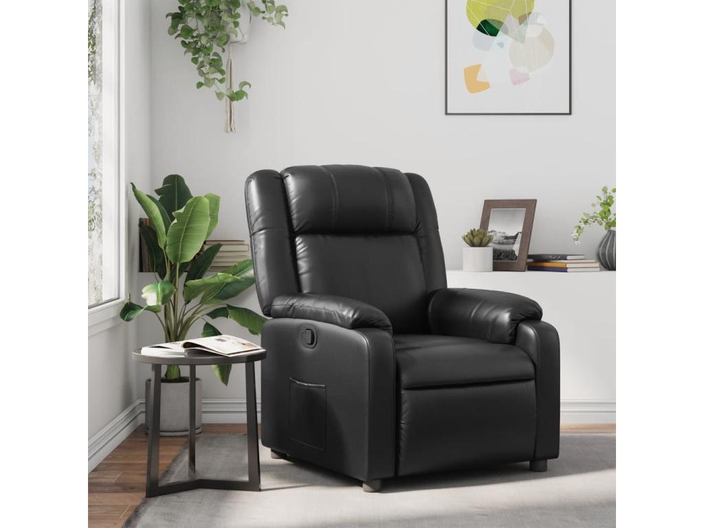 Sillón reclinable de cuero sintético negro