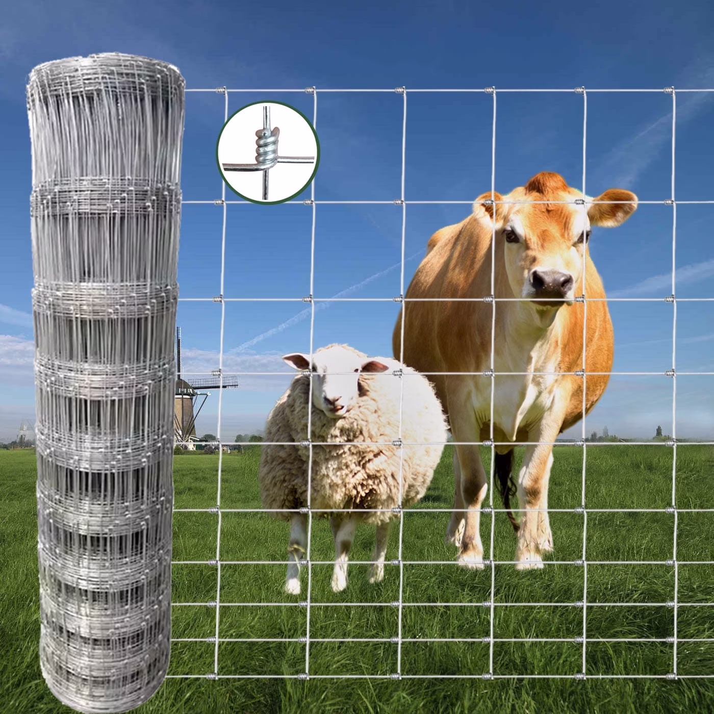 Farm Fence, 4ft x 164ft Galvanized Wire Fencing, Cattle Fence, Deer Fence, Heavy Zinc Coating Farm Fence Used to Hog Goat Fencing for Yard Garden and Field - Image 3