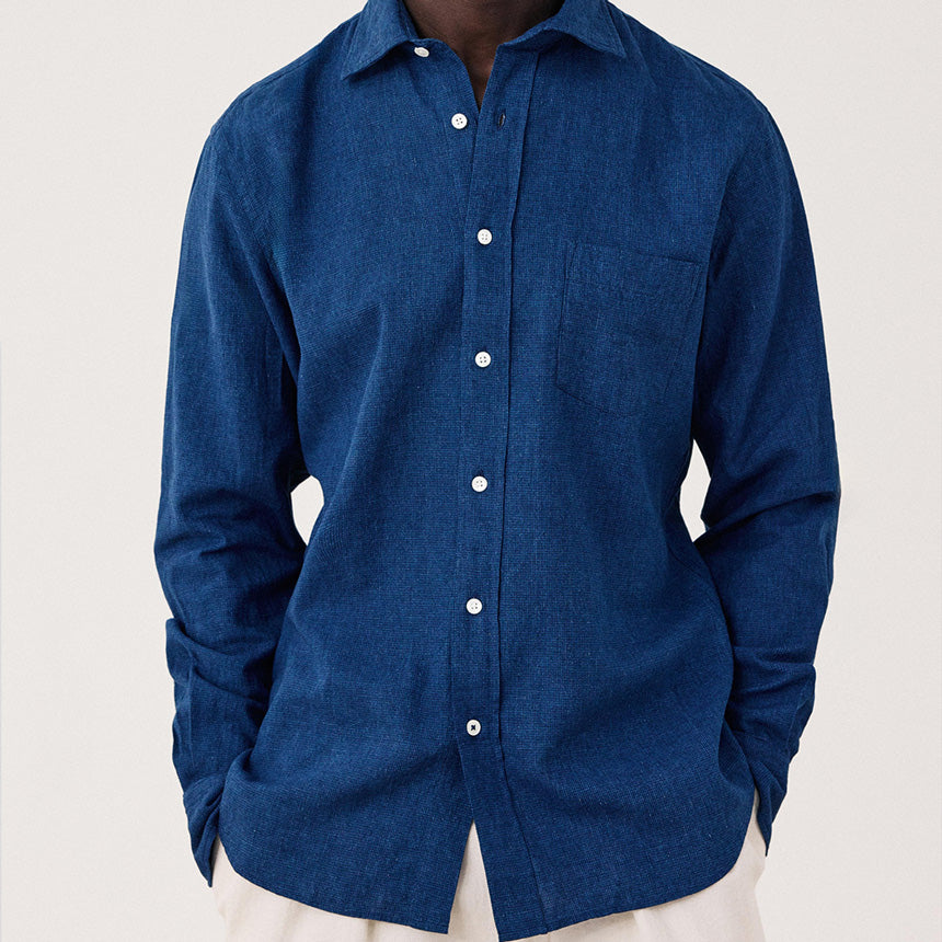 Hartford - Chemise Paul coton et lin - Indigo