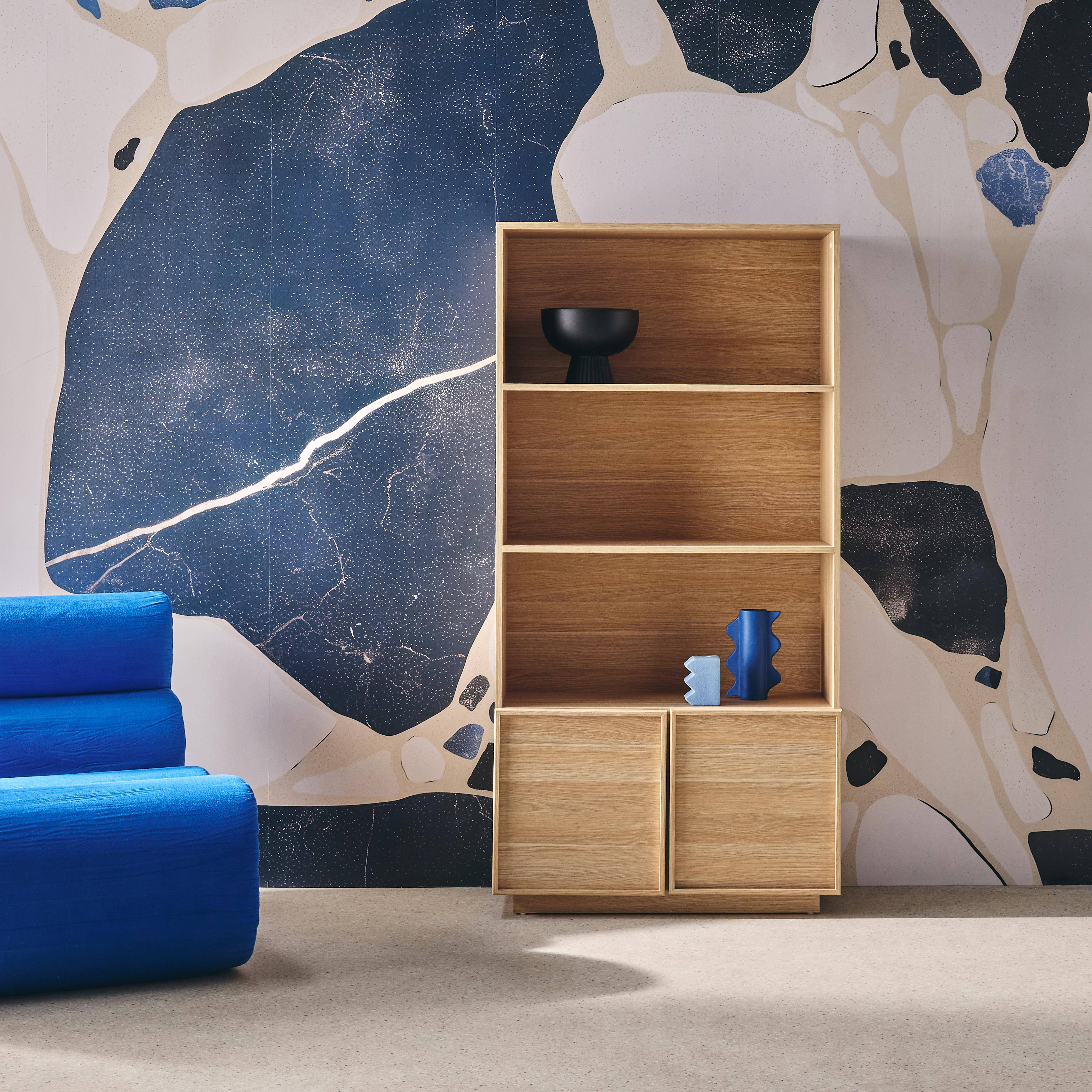 Kuba - Librería efecto madera con 2 puertas y 5 niveles