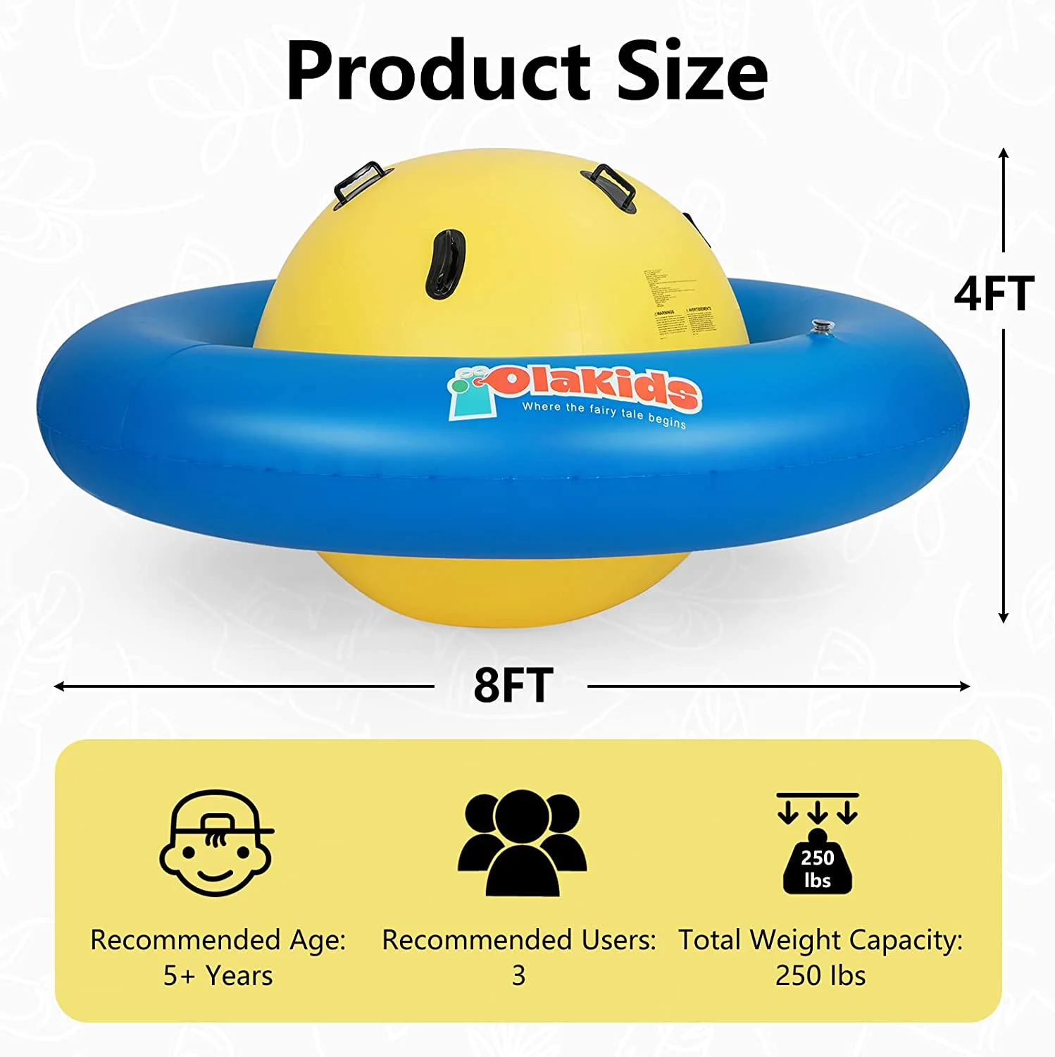 OLAKIDS 8FT Inflatable Dome Rocker Bouncer, Outdoor Kids Giant Roll and Play Seesaw Rocker with 6 Secure Handles, Max Weight 250 LBS, Toddlers Climbing Toy Backyard Play Center Equipment - Image 22