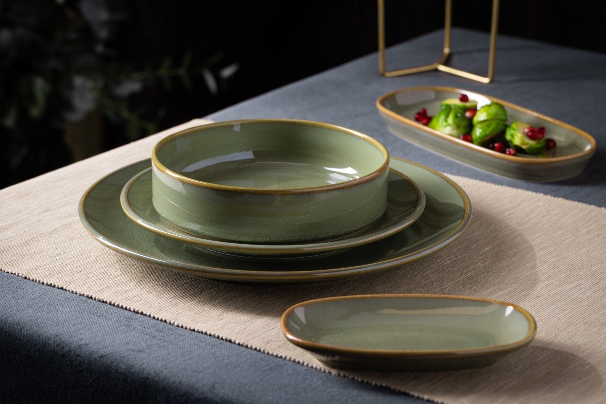 Bonna Pastabord - Sage Hygge - Porselein - 28 cm (400cc) - set van 2