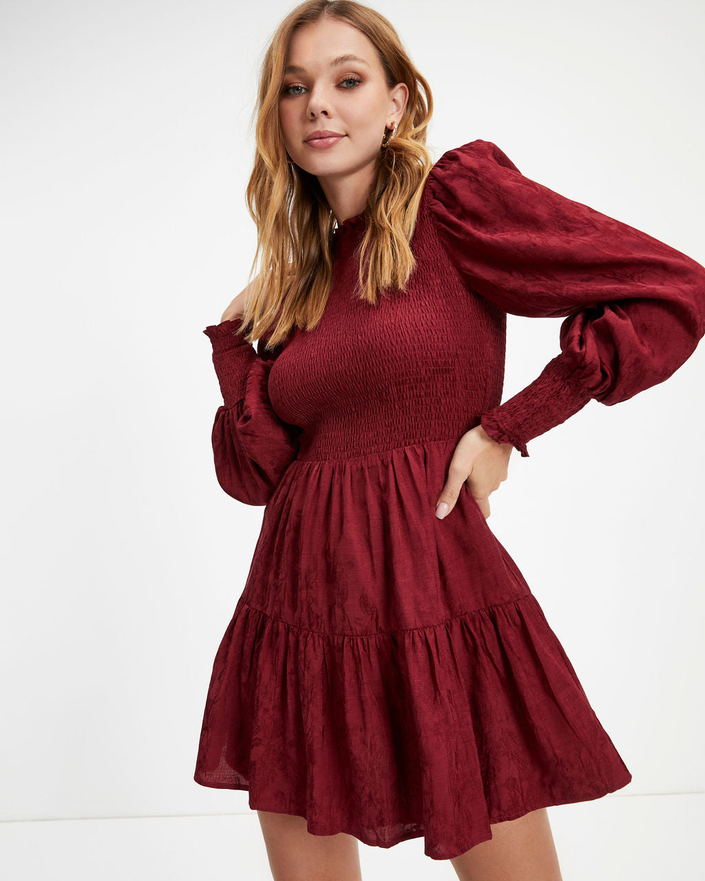 Now Look At You Smocked Dress - Burgundy - Se7enfashion
