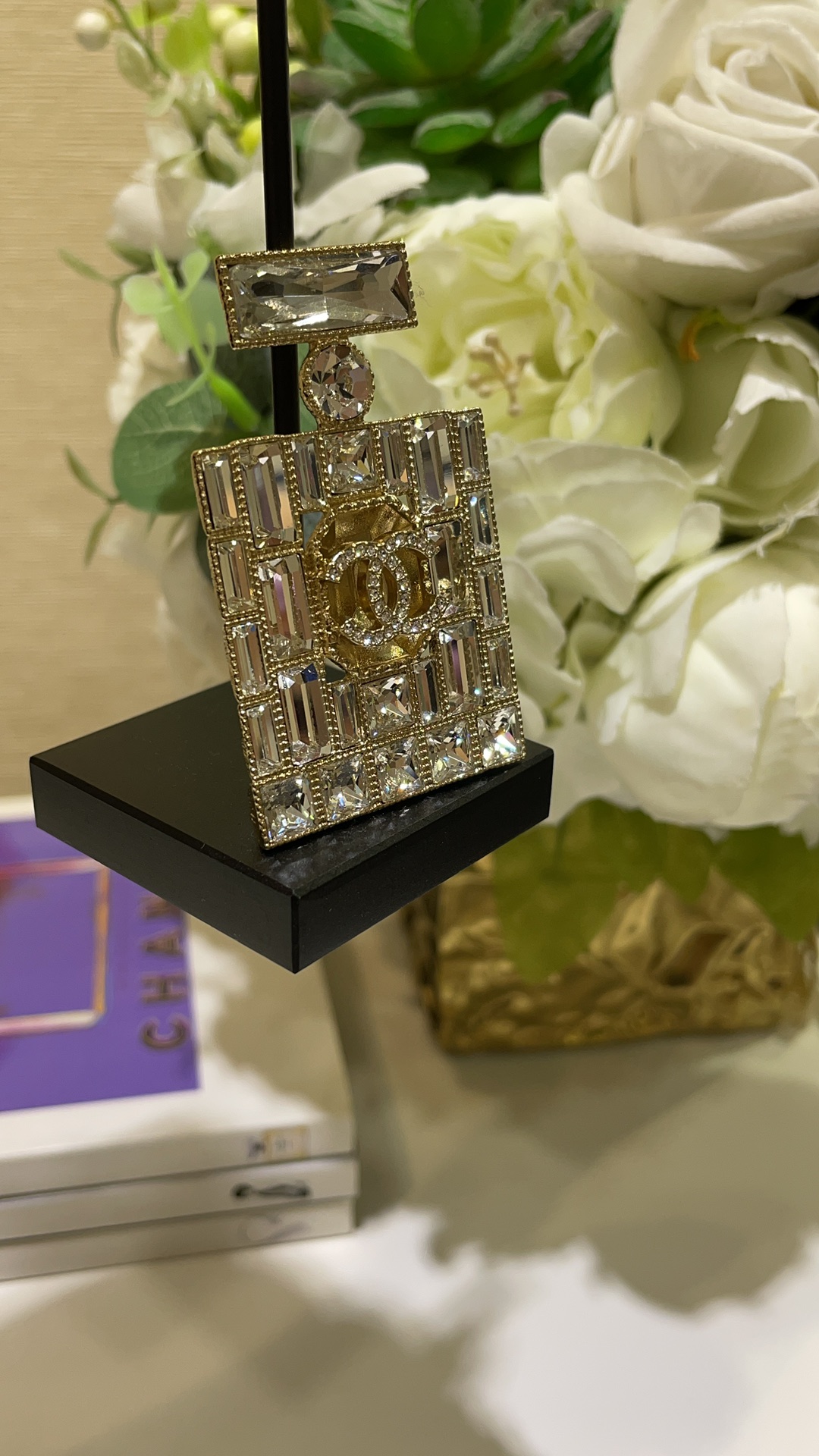 Chanel Rhinestone Perfume Bottle Brooch - Original Replica Club