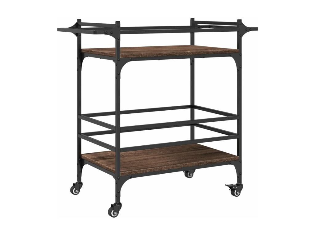 Carrito de cocina madera ingeniería marrón roble 82x40x78,5 cm