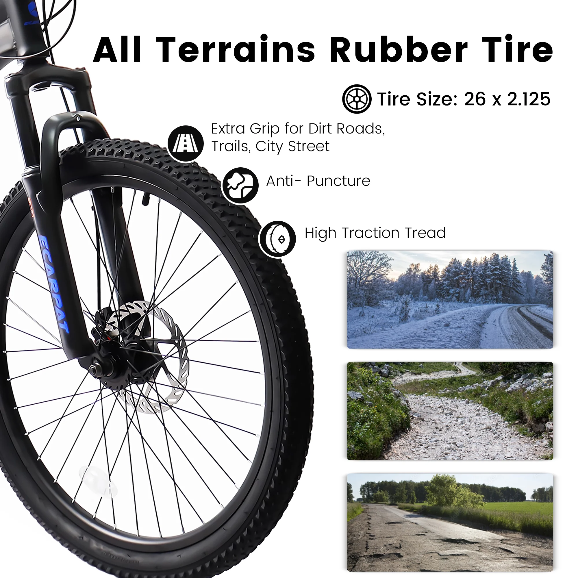 Mountain Bike 26 inch Wheels, 21-Speed Full Suspension Mens Womens Trail Commuter City Mountain Bike, Carbon Steel Frame Disc Brakes Thumb Shifter Front Fork Rear Shock Absorber Bicycles - Image 6