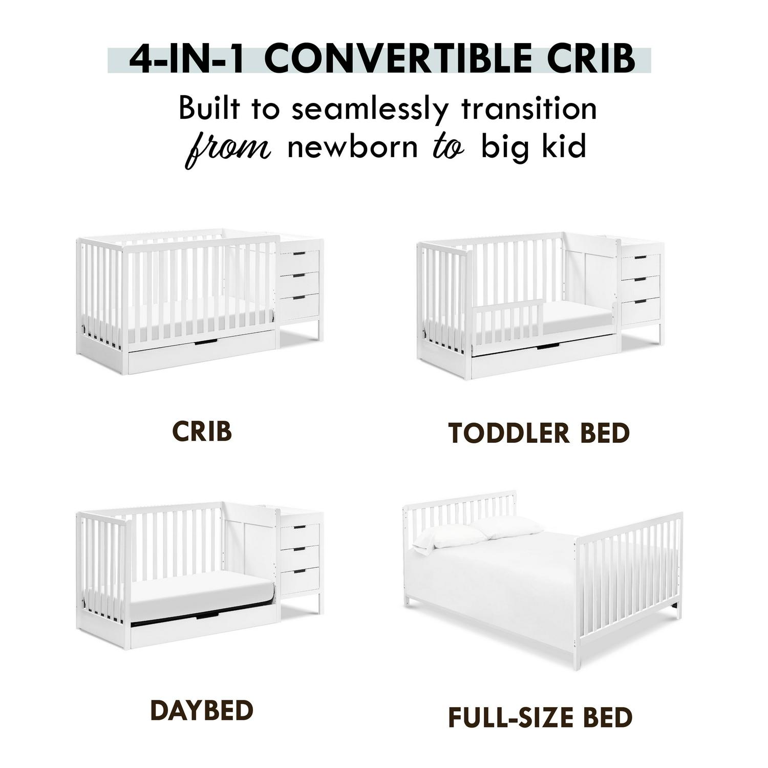 Carter-s by DaVinci Colby 4-in-1 Convertible Crib & Changer Combo in White - Image 5