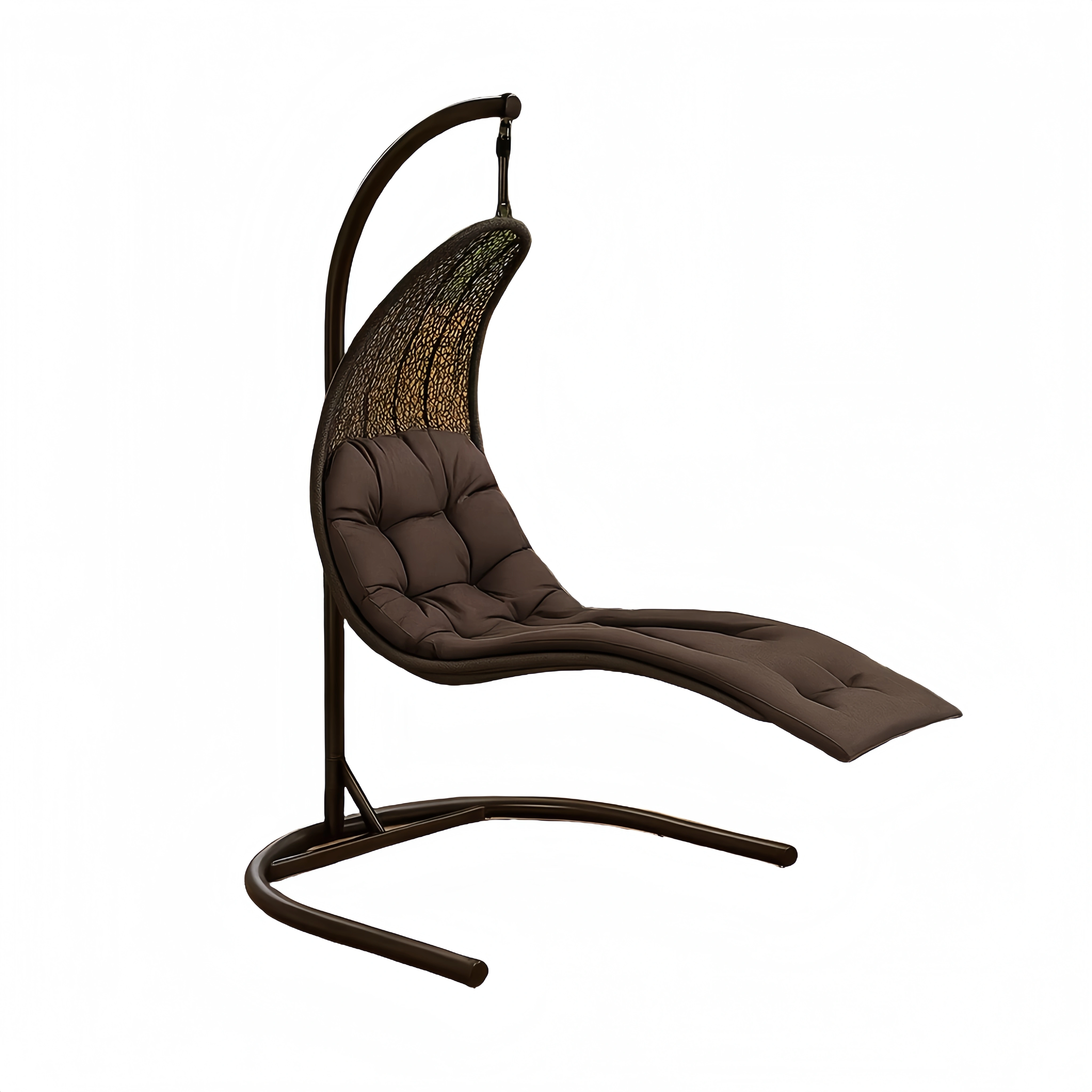 Sillón colgante de 1 plaza con estructura marrón y cojín marrón - ErYzTwq259Qu