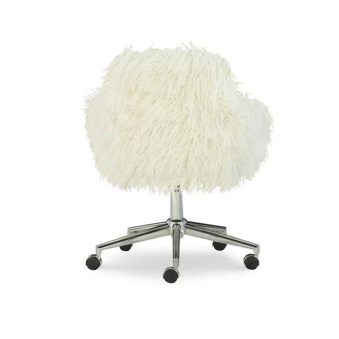 Amber Off-White Faux Fur Executive Chair