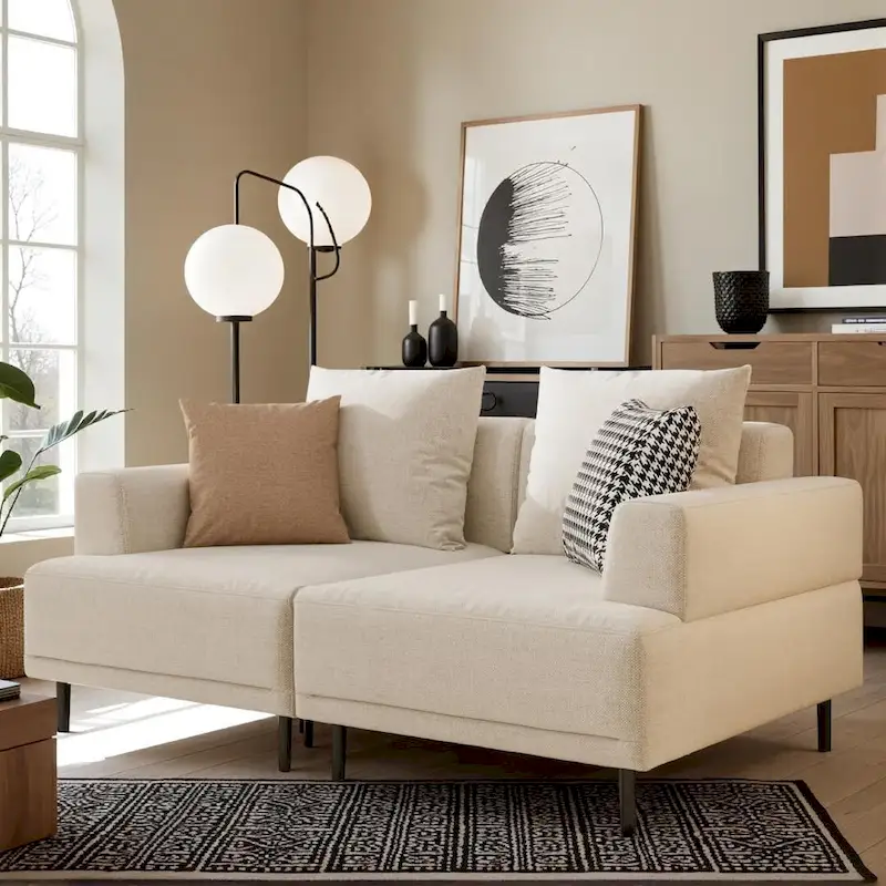 Contemporary Deep Seat Sofa with Cushions, Elevated Legs, Cozy Living Room Seating, Ideal for Apartments