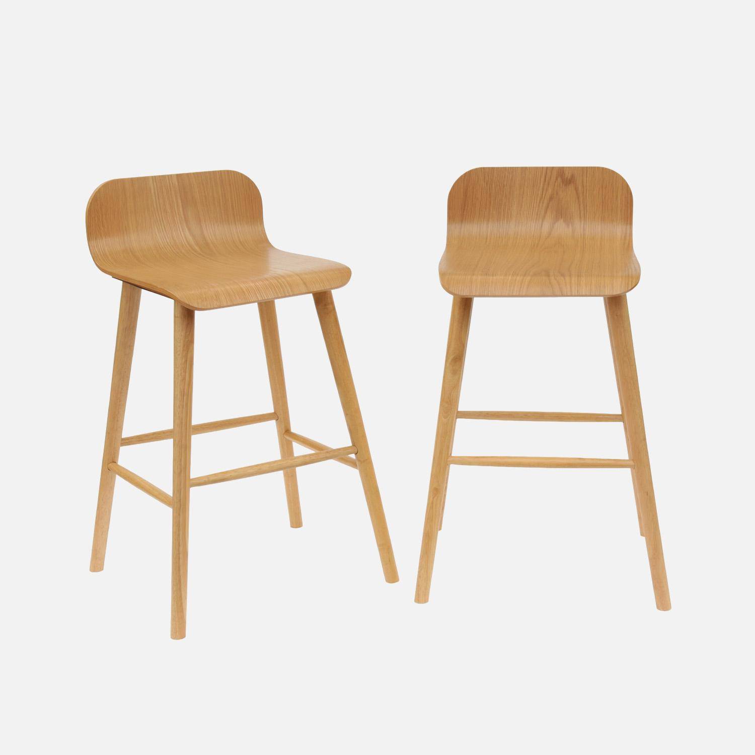 Cassia - Taburete de bar escandinavo de madera de hevea 67,5cm, set de 2