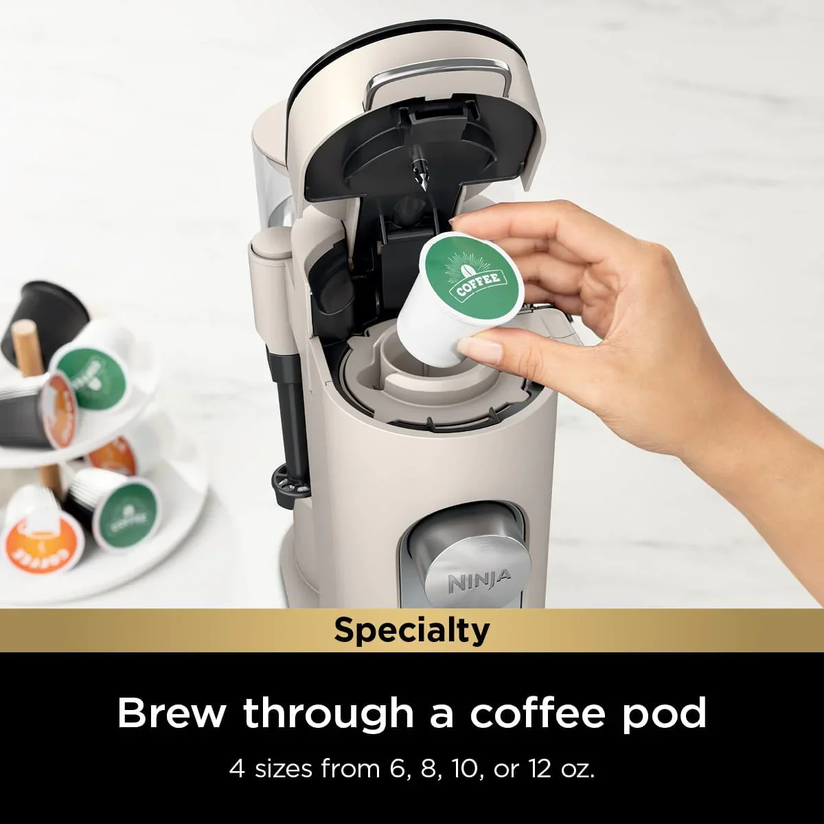 Ninja Coffee Maker Single Cup Brews with pods and grounds K-Cup compatible 4 brewing methods
