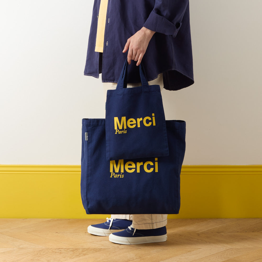 Merci - Tote Bag en coton - Bleu Nuit & Banane