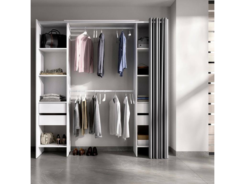 Armario Cozovis - Estructura para vestidor - Perchero abierto - 180x50h205 cm - Blanco y Gris