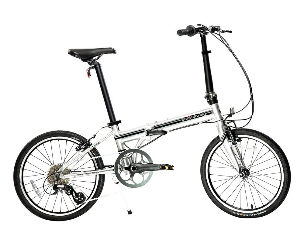 Zizzo Liberte 8 - Speed 20" Wheel, Aluminum Folding Road Bicycle for All Genders, Silver and Black