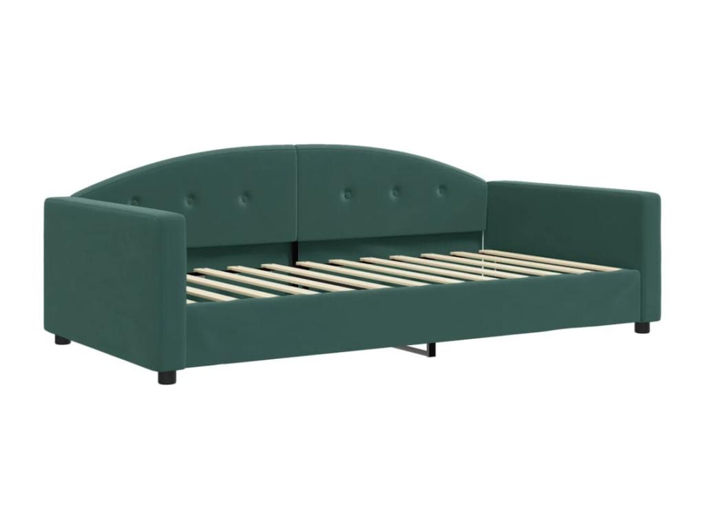 Tucasago Sofá cama terciopelo verde oscuro 100x200 cm