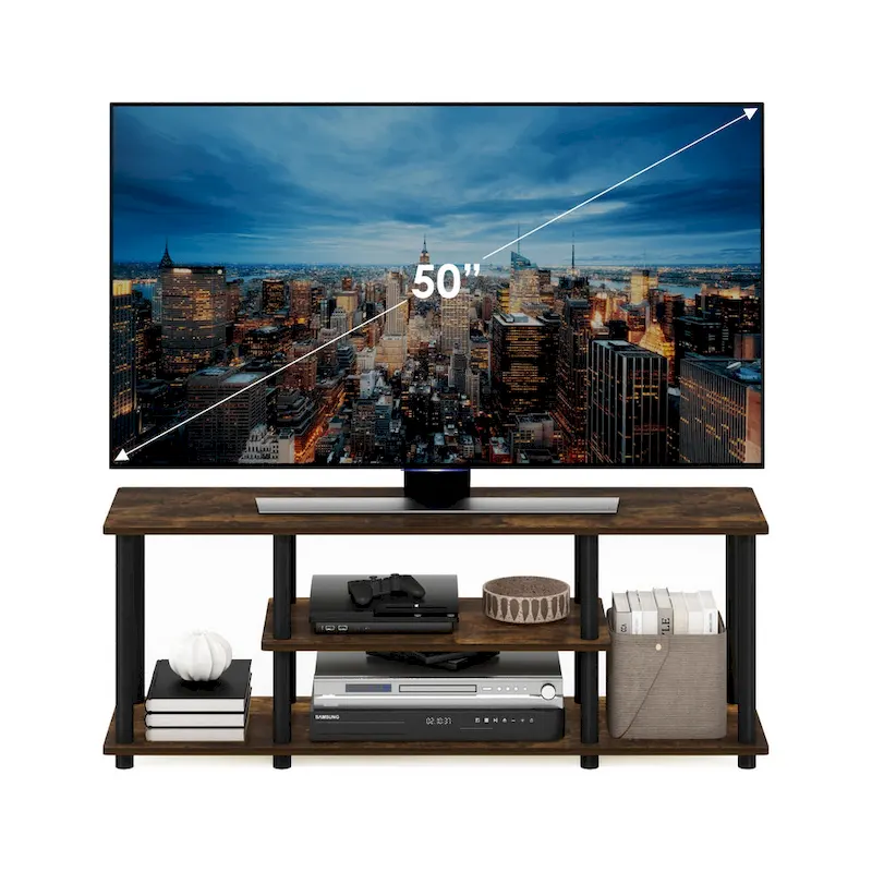 Furinno Turn-N-Tube Tool-Free 3D 3-Tier TV Stand for Entertainment