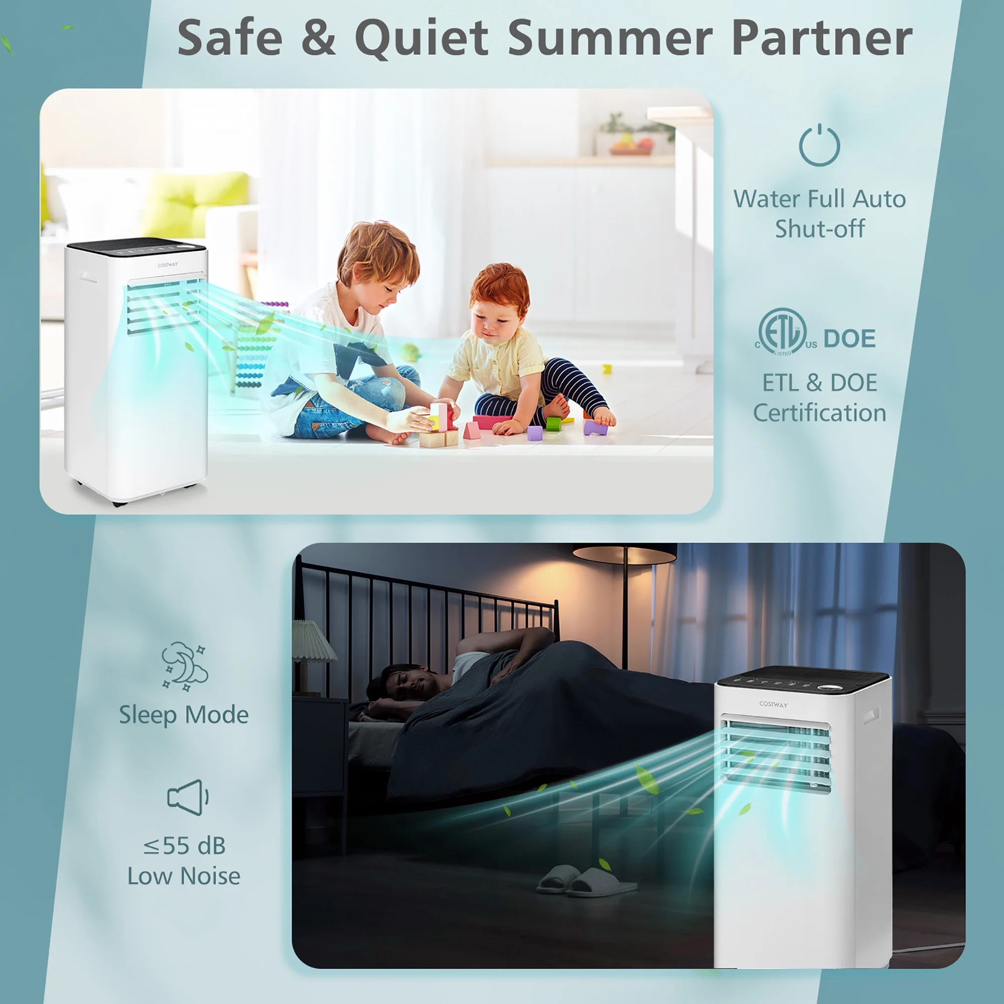 Costway 10000 BTU Portable Air Conditioner 3-in-1 Air Cooler with Fan Dehum Sleep Mode - Image 5