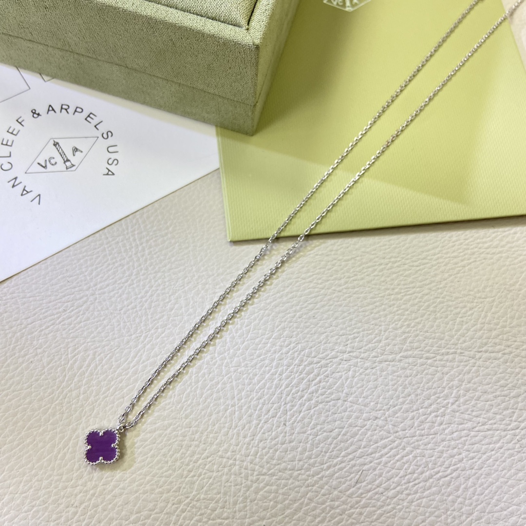 VCA Mini Purple Sweet Alhambra Necklace - Original Replica Club