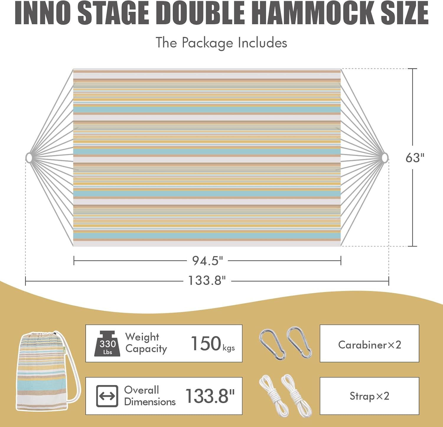Portable Lightweight 2-Person Hanging Hammock Thick Cotton Canvas Parachute Nylon Fabric Swing Hammock