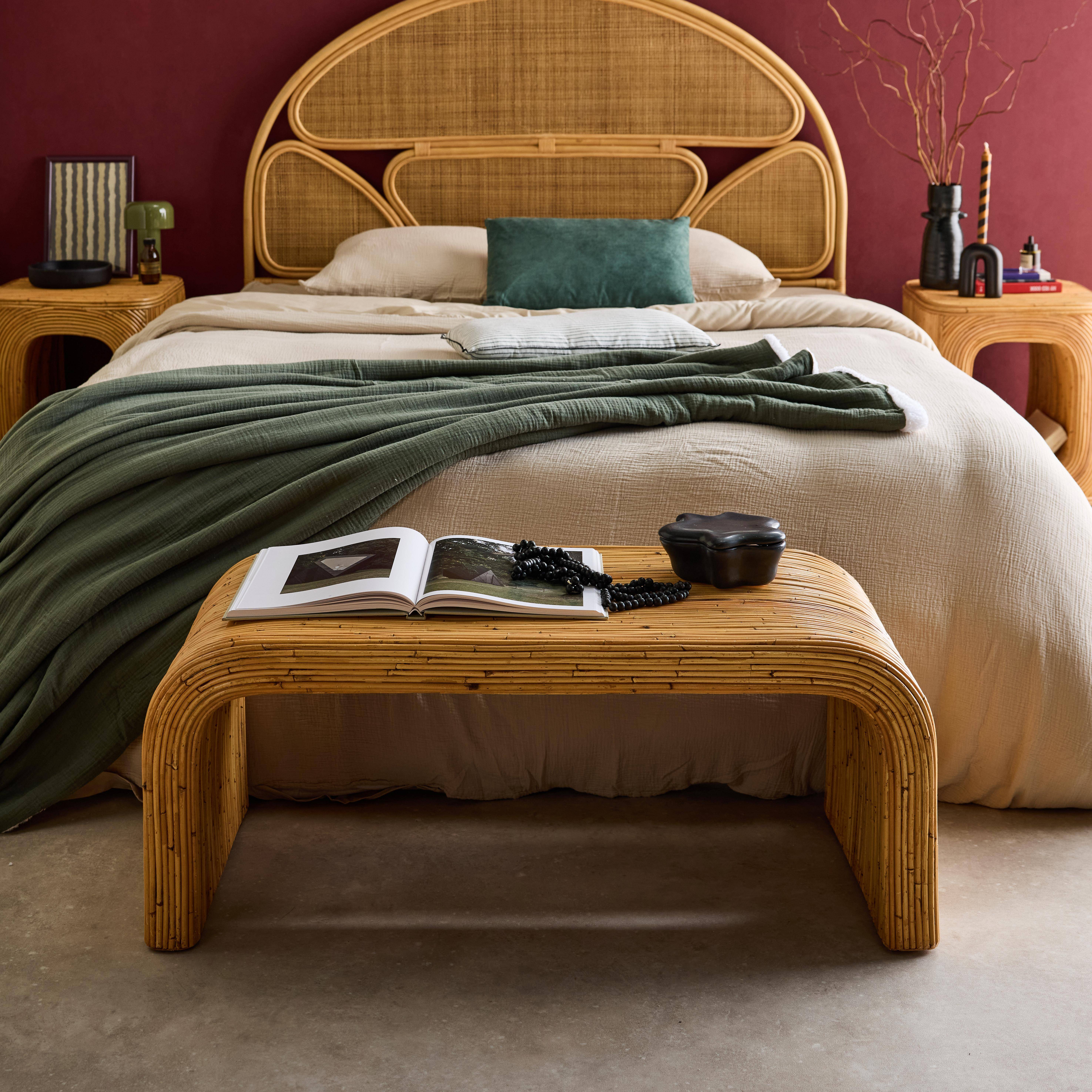 Baya - Banco, final de cama en ratán natural, 100cm