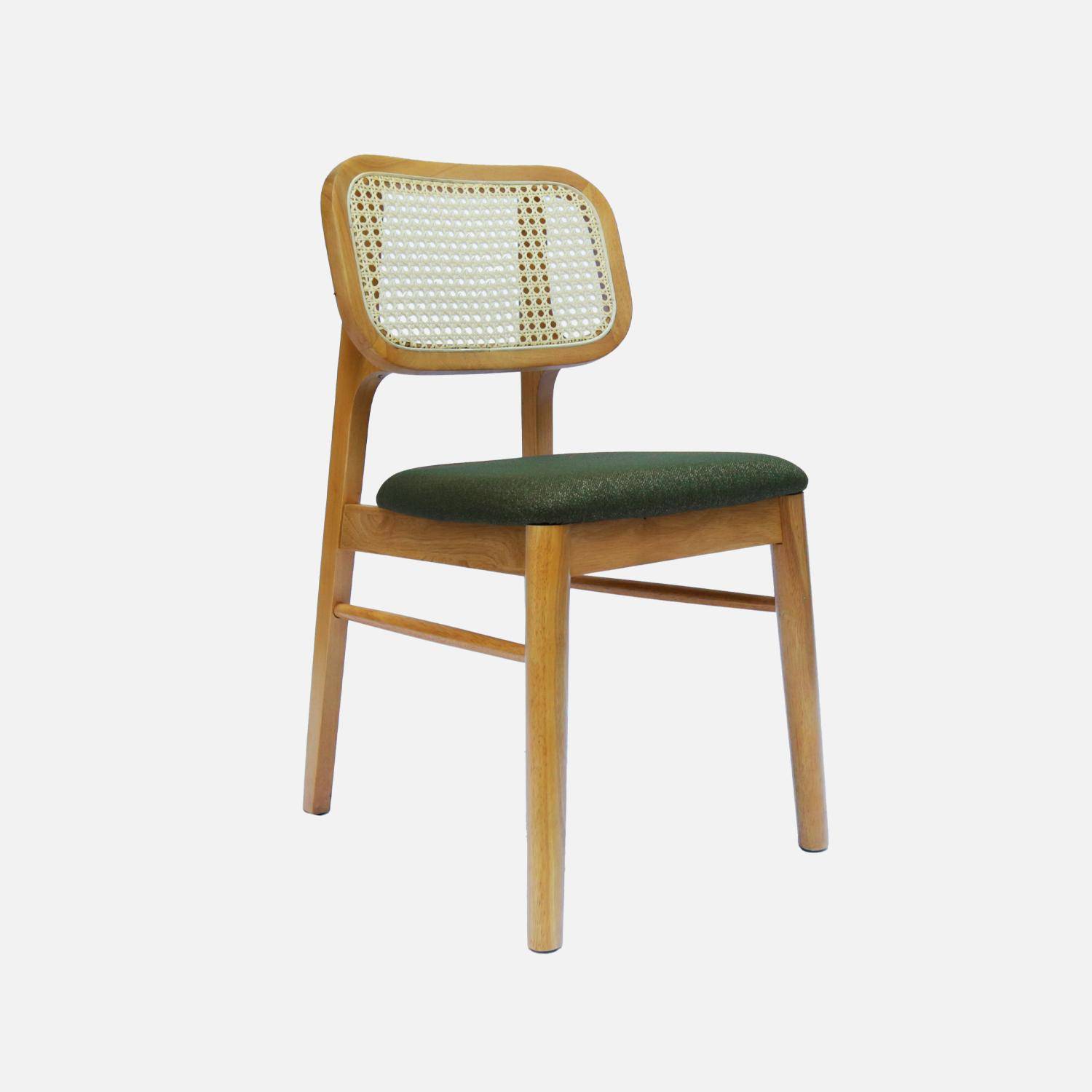 Mani - Silla bohemia de madera de hevea y rejilla, set de 2